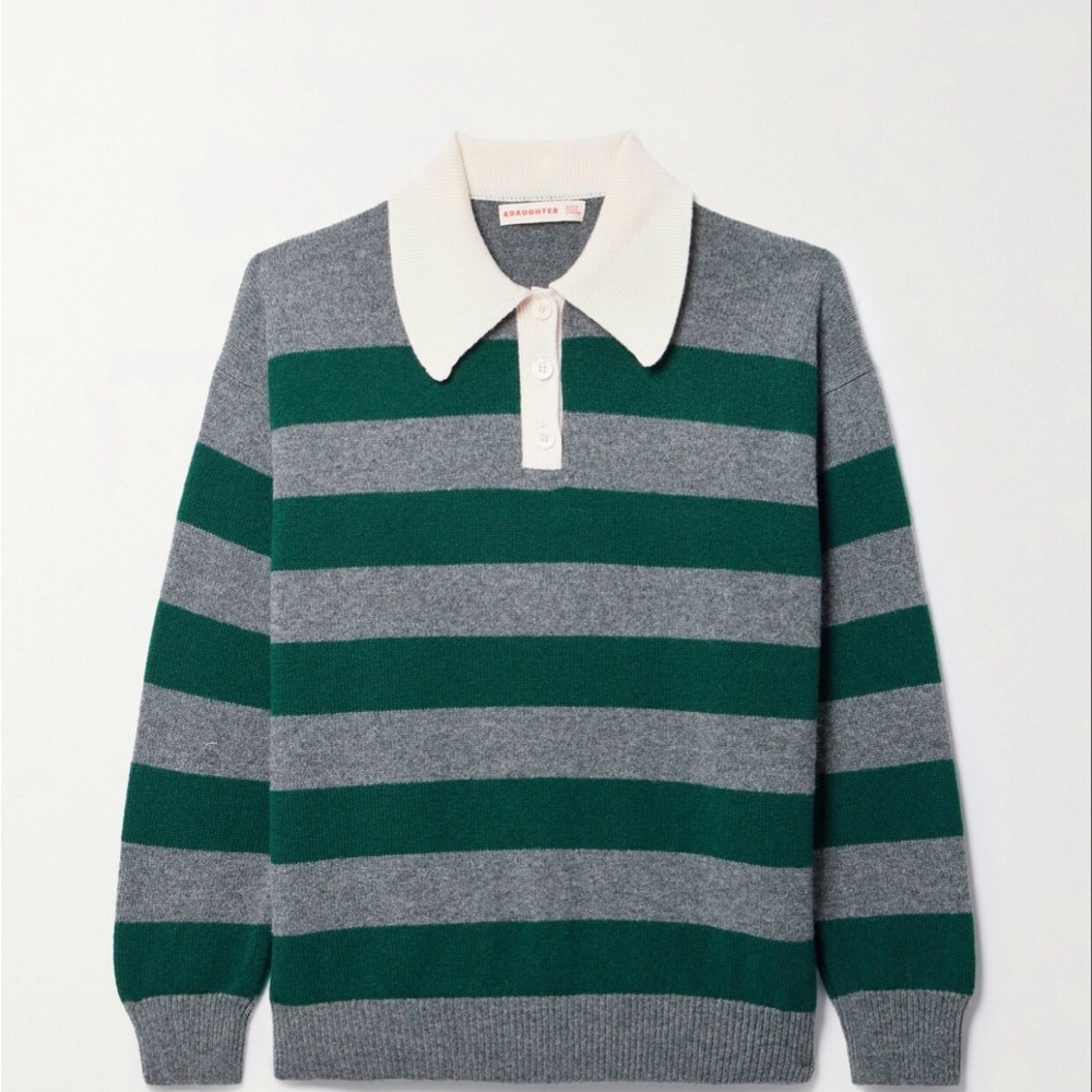 Striped Gray and Green Sweater